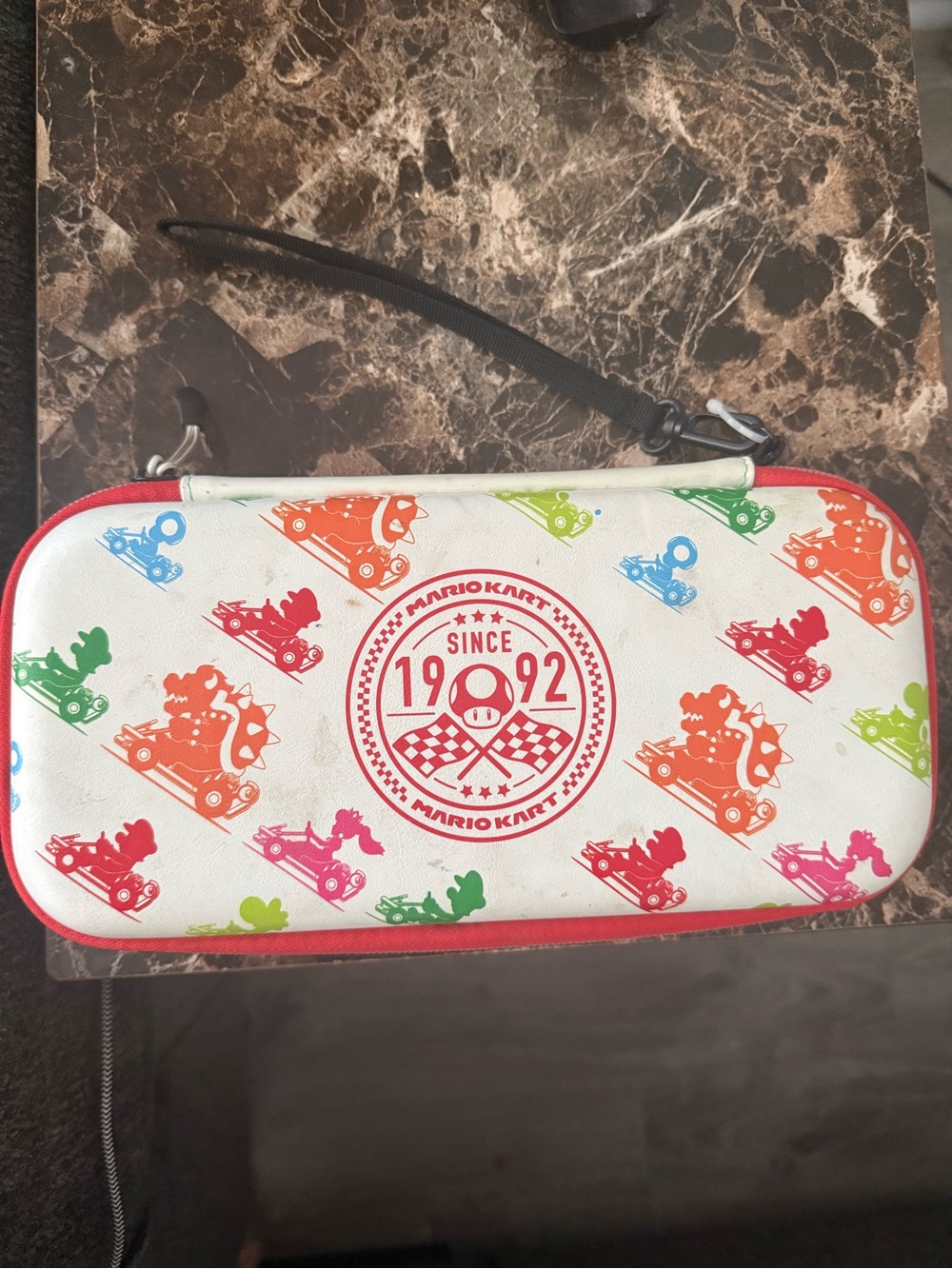 Nintendo White Multicolor Mario Kart 1992 Zippered Carry Case for Switch